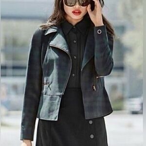 Cabi Jacket Tartan Plaid Moto Blazer  # 3181